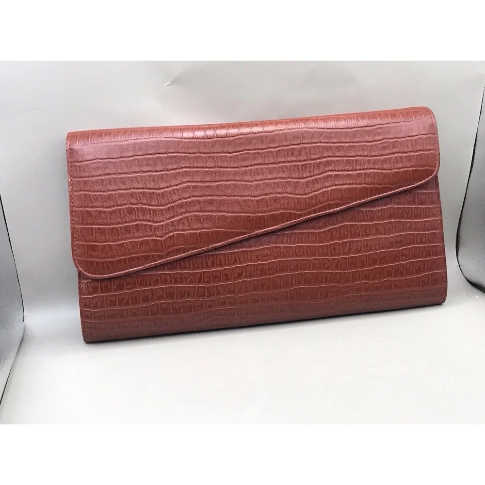 Clutch‎ Red Alligator Crocodile Genuine Leather Purse Bag 80's